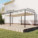 19' x 10' Pergola with Retractable Canopy, Cream White