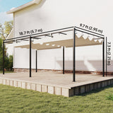 19' x 10' Pergola with Retractable Canopy, Cream White