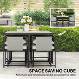 9 Piece Cube Garden Dining Set with 8 Seats, 4 Stools & Cushions, Dark Grey