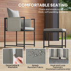9 Piece Cube Garden Dining Set with 8 Seats, 4 Stools & Cushions, Dark Grey