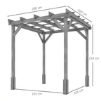 PerArbor 2 x 2m Wooden Pergola Kit with Stable Frame for Climbing Vines, Grey