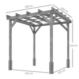 PerArbor 2 x 2m Wooden Pergola Kit with Stable Frame for Climbing Vines, Grey