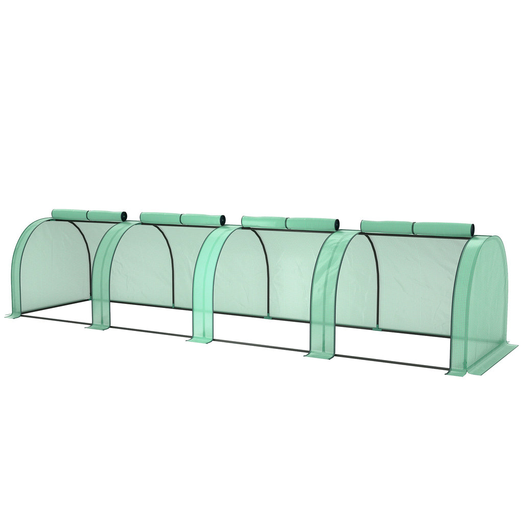 13' L x 3' W x 2.5' H Portable Tunnel Greenhouse with Roll-Up Zippered Doors & UV-Resistant Waterproof PE Cover Green