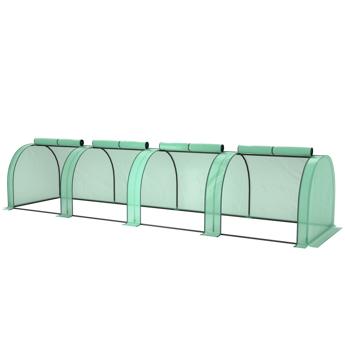 13' L x 3' W x 2.5' H Portable Tunnel Greenhouse with Roll-Up Zippered Doors & UV-Resistant Waterproof PE Cover Green