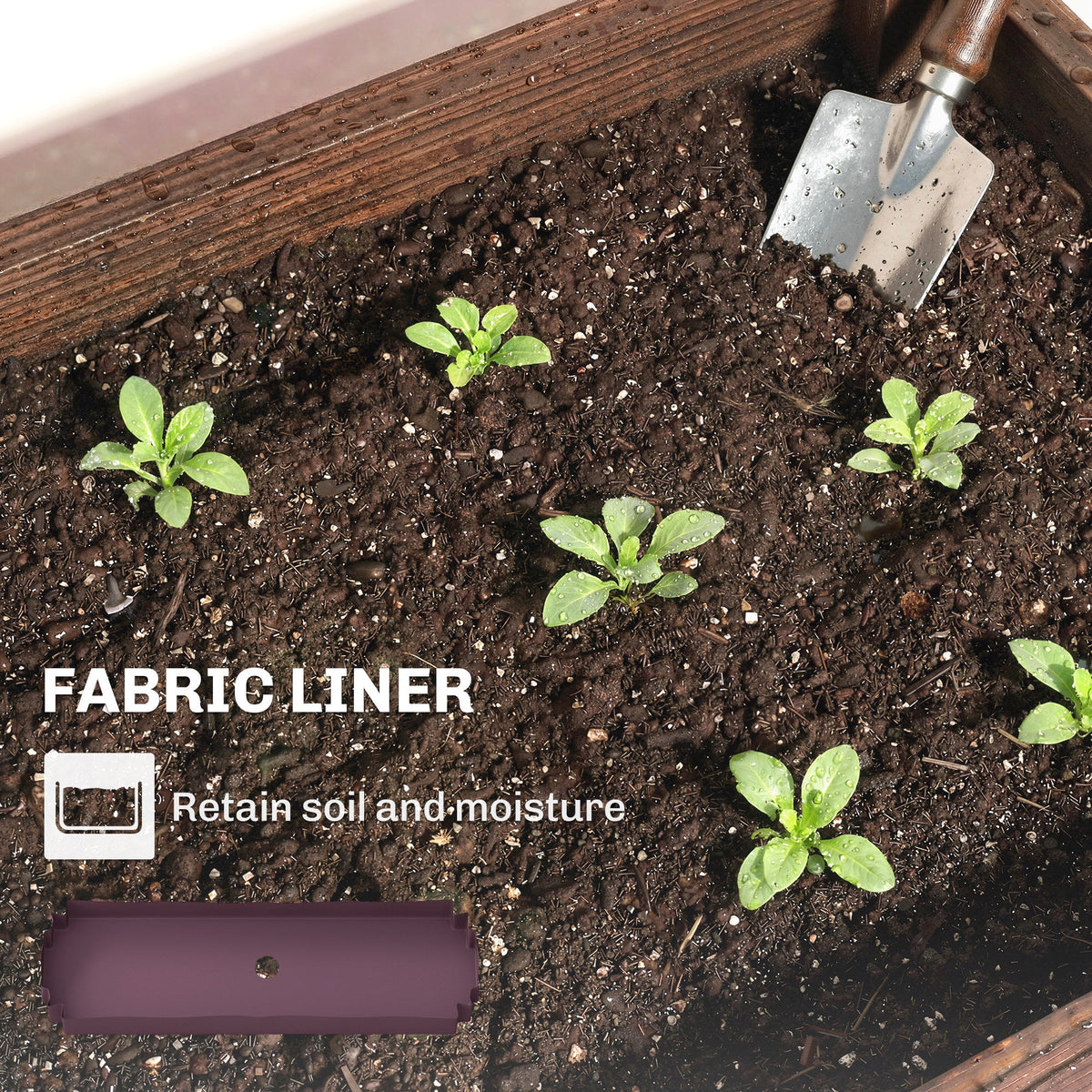 3-Tier Wooden Raised Planter with Liner, 60 x 25 x 120 cm