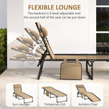 Folding Lounge Chair with Adjustable Backrest and Pillow, Beige