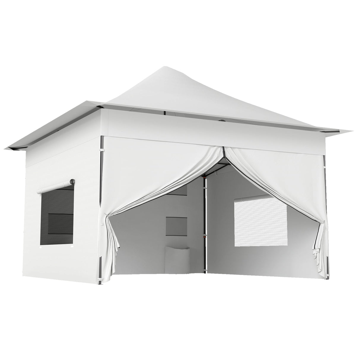 12 x 12 ft Pop Up Canopy Tent with Sidewalls and Wheeled Bag, Silver