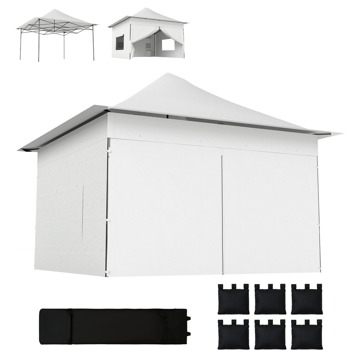 12 x 12 ft Pop Up Canopy Tent with Sidewalls and Wheeled Bag, Silver