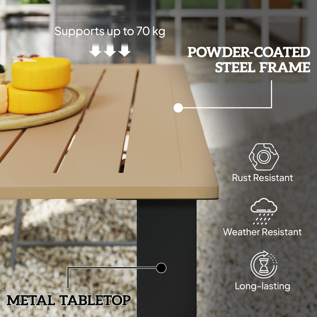 150 x 90 x 73 cm Garden Dining Table with Parasol Hole, Brown