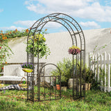 7.4ft Steel Garden Arch with Gate for Climbing Plants, Roses, Vines, Black