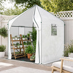 63" x 63" x 78.7" Mini Walk-in Greenhouse with PE Cover, Roll-up Door & 3 Mesh Windows, White