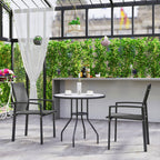 Set of 2 Stackable Patio Dining Chairs with Mesh Seat, Dark Grey