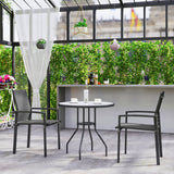 Set of 2 Stackable Patio Dining Chairs with Mesh Seat, Dark Grey