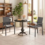 Set of 2 Stackable Patio Dining Chairs with Mesh Seat, Dark Grey