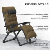 Reclining Zero Gravity Chair with Cushion and Headrest, Khaki