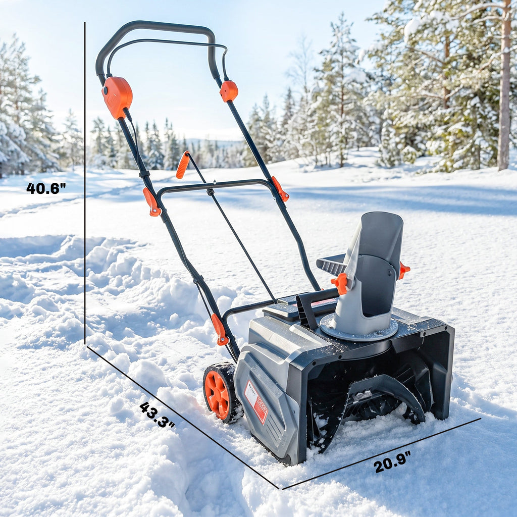 40V 18" Cordless Snow Blower, Brushless 1400W Motor, PU Auger, 2x4Ah Batteries
