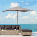 7' x 10' Wooden Patio Umbrella with Top Vent, Grey