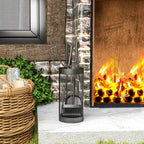 5-Piece Metal Fireplace Tool Set with Brush, Shovel, Poker, Tongs & Mesh Bucket for Indoor or Outdoor Fireplaces