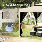 10' x 10' Canopy Tent with Mesh Netting and Double-Tier Roof, Beige