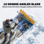 37" Extra-Wide Aluminum Snow Pusher with Wheels and Ergonomic Handle, Yellow