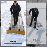 37" Extra-Wide Aluminum Snow Pusher with Wheels and Ergonomic Handle, Yellow