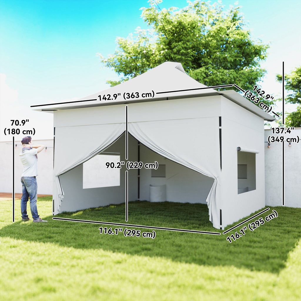 12 x 12 ft Pop Up Canopy Tent with Sidewalls and Wheeled Bag, Silver