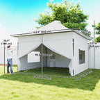 12 x 12 ft Pop Up Canopy Tent with Sidewalls and Wheeled Bag, Silver