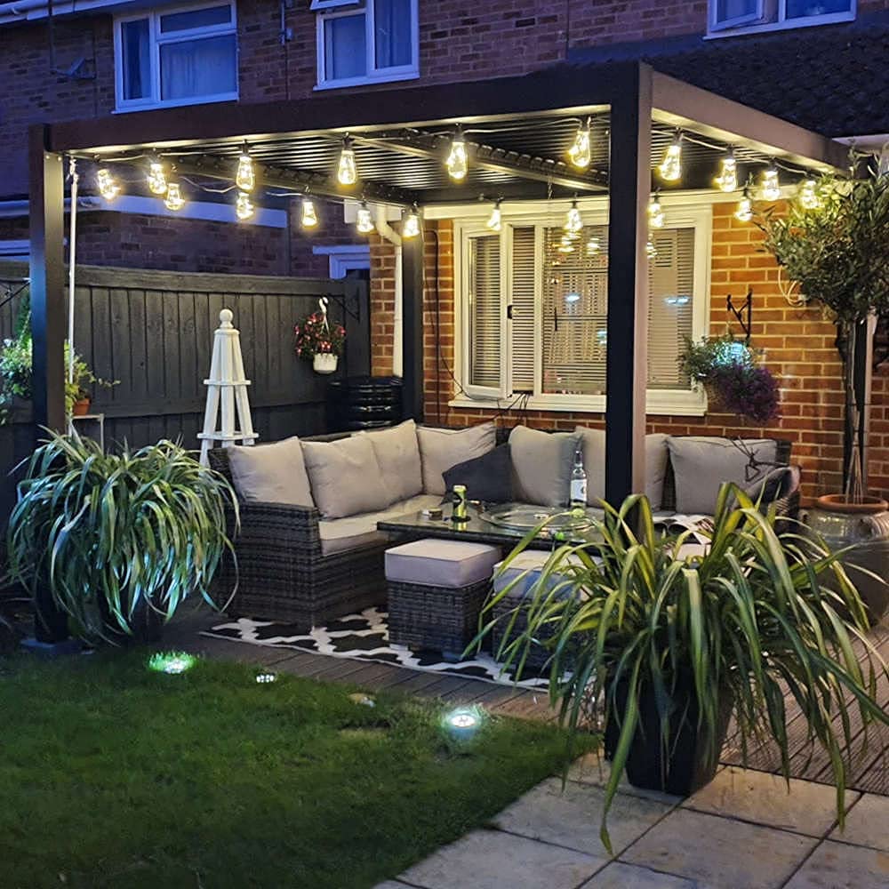 Primrose Deluxe Modern Patio Veranda Pergola Carport Black Charcoal with Louvered Shutter Roof 3m x 4m