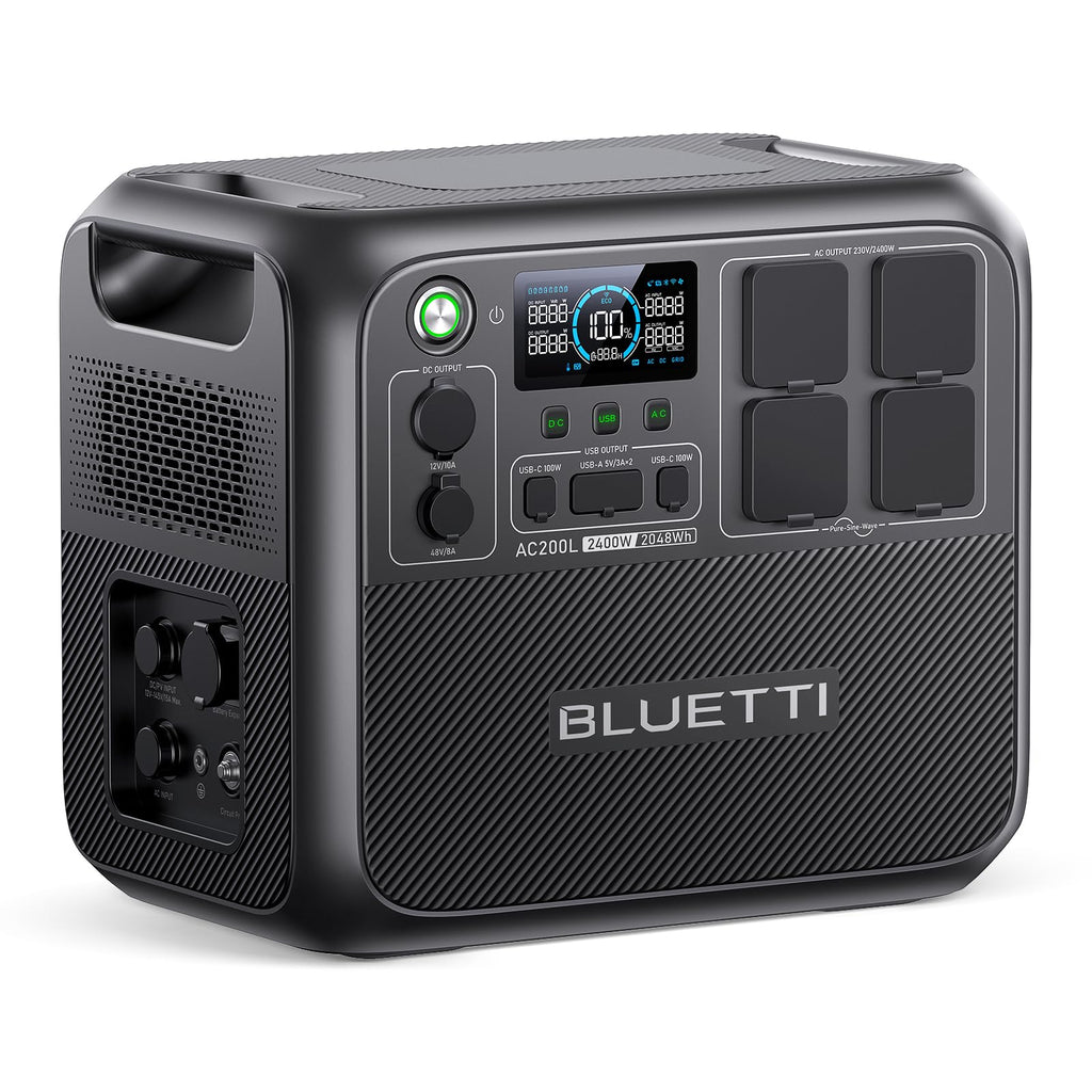 BLUETTI Portable Power Station AC200L, 2048Wh LiFePO4 Battery Backup, Expandable to 8192Wh w/ 4 2400W AC Outlets (3600W Power Lifting), Solar Generator for Camping, Home Use, Emergency