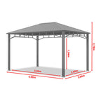 TOOLPORT Garden gazebo 3x4 m hardtop steel roof, 4 side panels in grey, poles 9x9cm