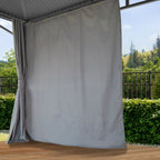 TOOLPORT Garden gazebo 3x4 m hardtop steel roof, 4 side panels in grey, poles 9x9cm