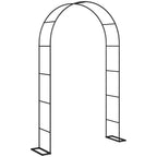 8 ft Steel Garden Arch Trellis with Base, Black