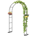 8 ft Steel Garden Arch Trellis with Base, Black