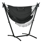 Patio Hammock Chair with Stand, Headrest and Side Pocket, Dark Grey