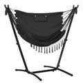 Patio Hammock Chair with Stand, Headrest and Side Pocket, Dark Grey