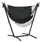 Patio Hammock Chair with Stand, Headrest and Side Pocket, Dark Grey