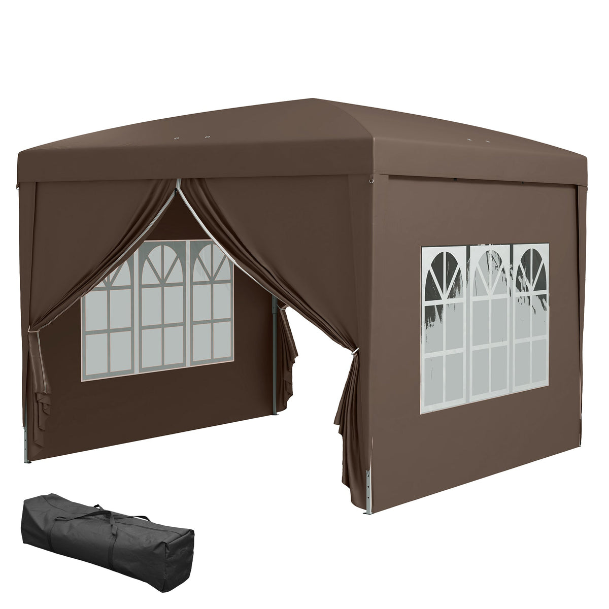 10' x 10' Pop-Up Party Tent Canopy with Carrying Bag, Coffee