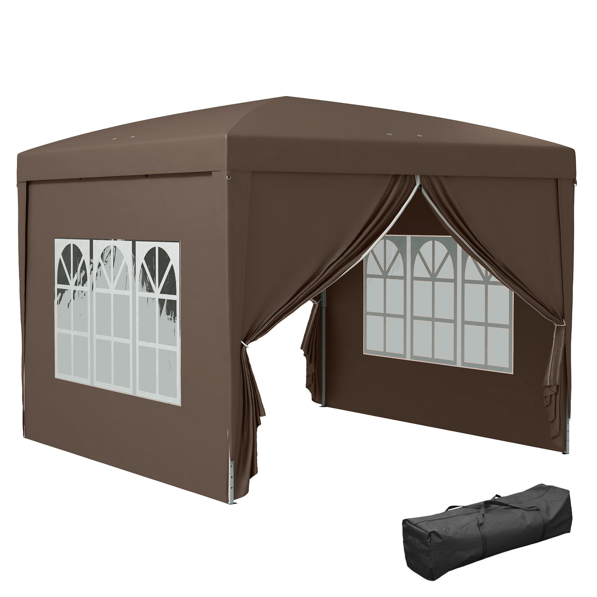 10' x 10' Pop-Up Party Tent Canopy with Carrying Bag, Coffee