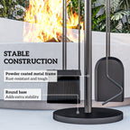 5-Piece Metal Fireplace Tool Set with Stand, Brush, Shovel, Poker & Tongs, Black