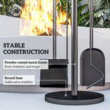 5-Piece Metal Fireplace Tool Set with Stand, Brush, Shovel, Poker & Tongs, Black