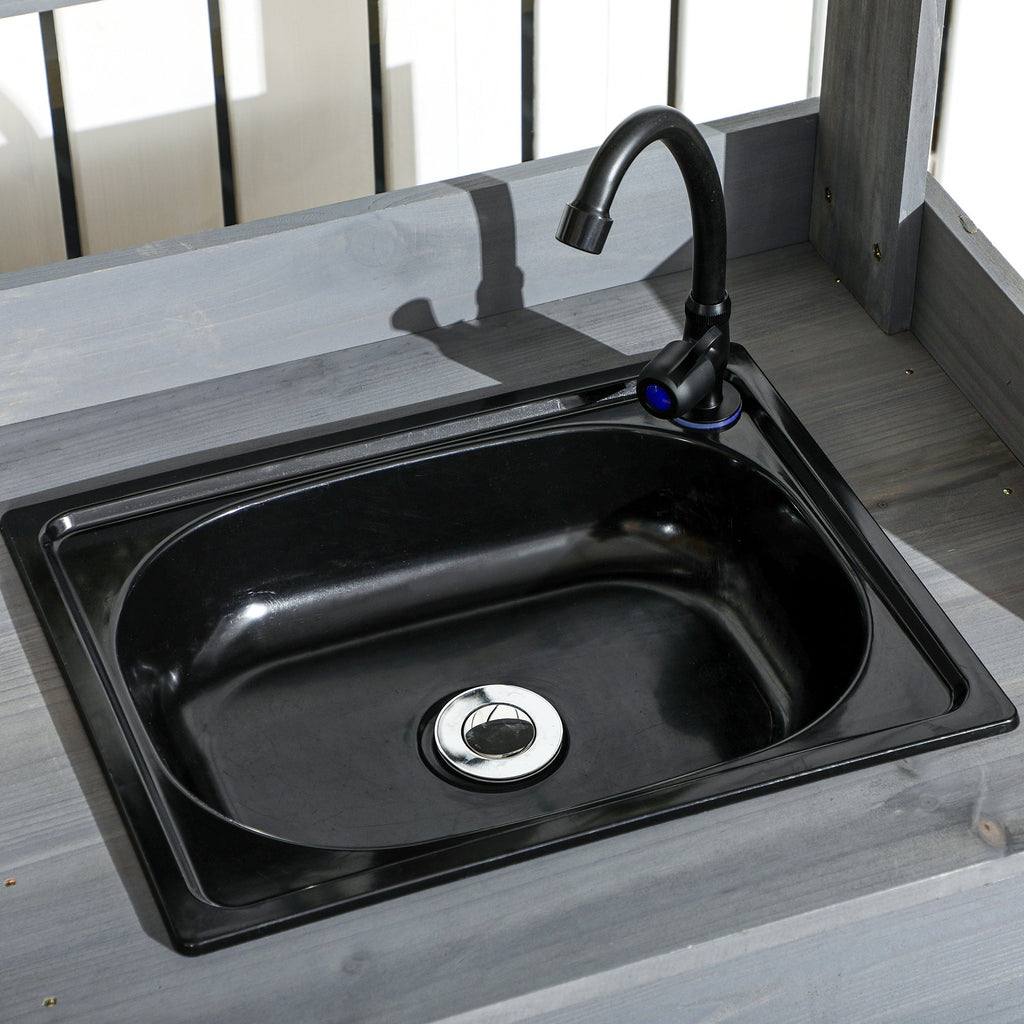 Potting Bench Table with Drawer, Removable Sink, Shelves and Hooks