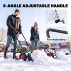 Heavy-Duty Metal Snow Pusher with Wheels & Adjustable Handle, 29" x 16.5" Black