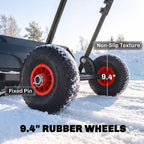 Heavy-Duty Metal Snow Pusher with Wheels & Adjustable Handle, 29" x 16.5" Black