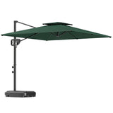 2.5 m Cantilever Parasol with Fillable Base and Double Top, Dark Green