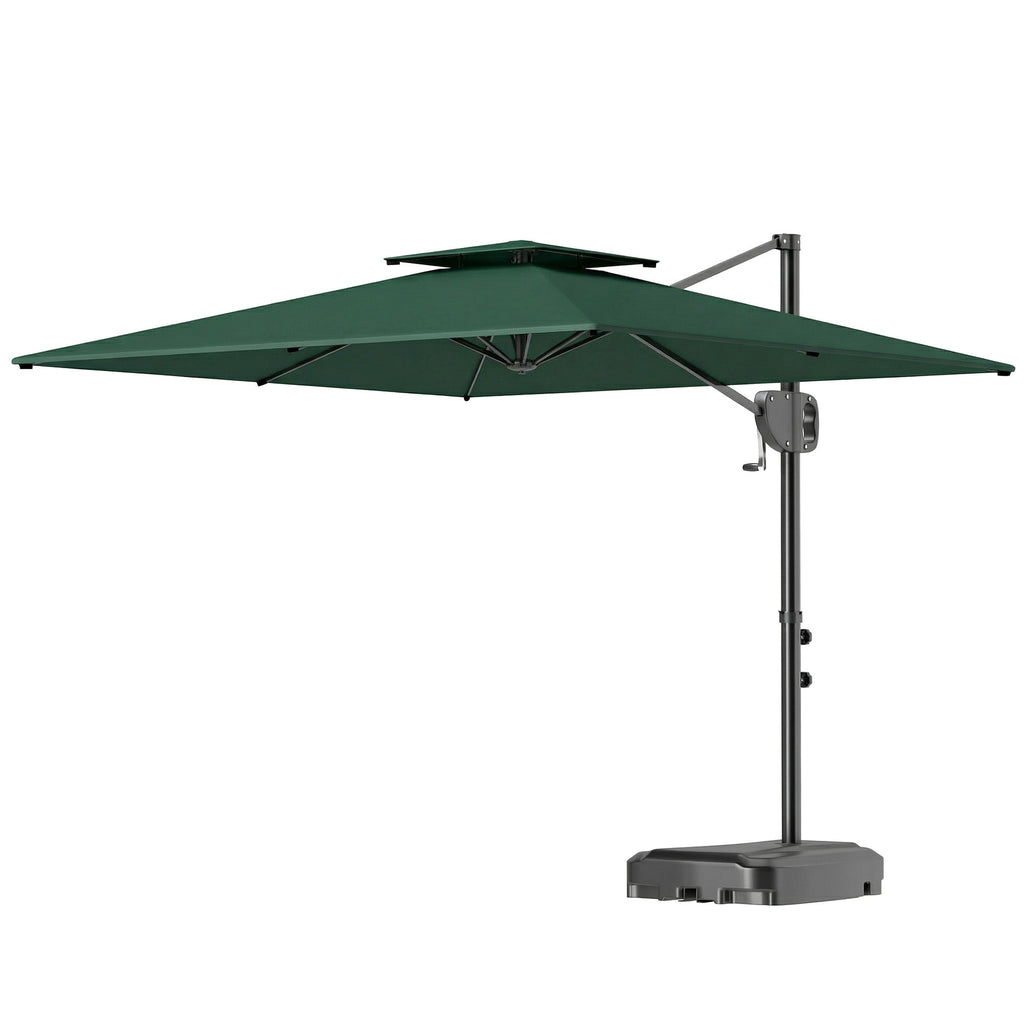 2.5 m Cantilever Parasol with Fillable Base and Double Top, Dark Green