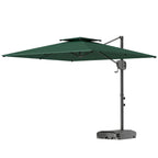 2.5 m Cantilever Parasol with Fillable Base and Double Top, Dark Green