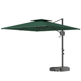2.5 m Cantilever Parasol with Fillable Base and Double Top, Dark Green