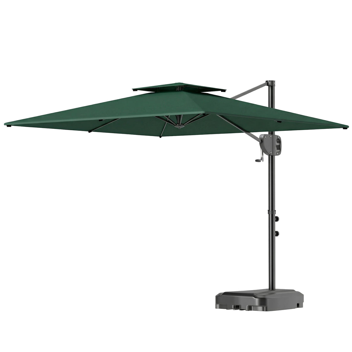 2.5 m Cantilever Parasol with Fillable Base and Double Top, Dark Green