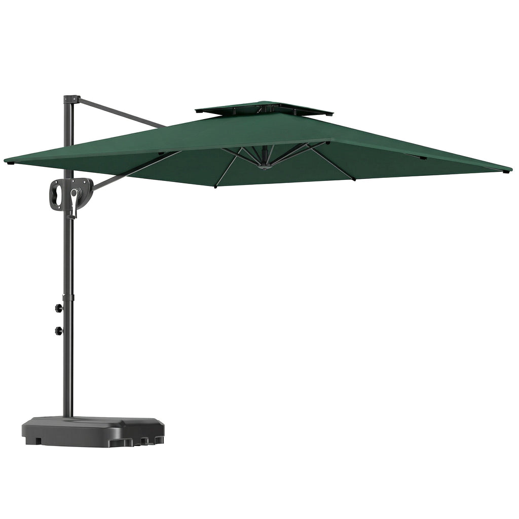2.5 m Cantilever Parasol with Fillable Base and Double Top, Dark Green
