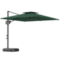 2.5 m Cantilever Parasol with Fillable Base and Double Top, Dark Green